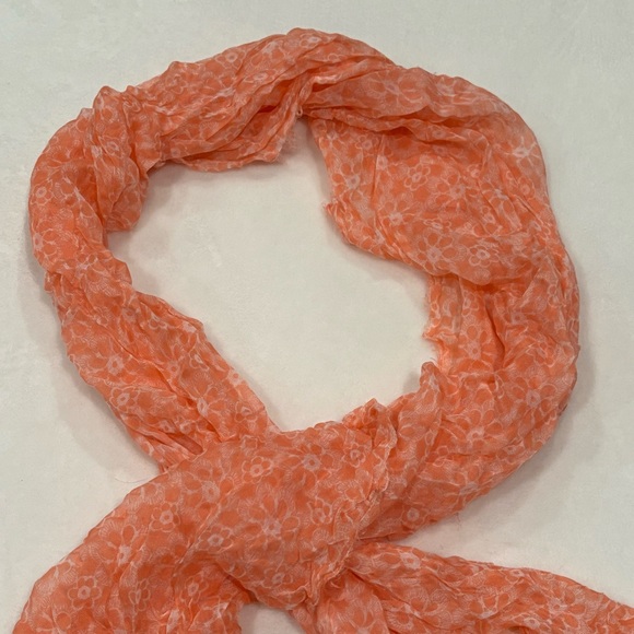 FOREVER 21 Women’s Lightweight Floral Chiffon Scarf / Wrap - orange, one-size - Picture 2 of 2